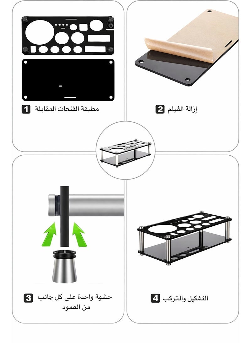 دائرة مربعة طقم شيكر كوكتيل من الستانلس ستيل 23 قطعة مع حامل أكريليك – أدوات بار احترافية لتحضير المشروبات في المنزل والحفلات - Image 2